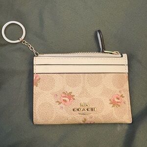 Coach Cream and Pink Key Card Holder